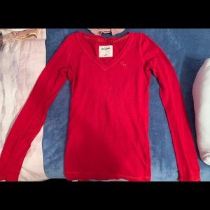 Red Abercrombie Long Sleeve T-shirt with Logo